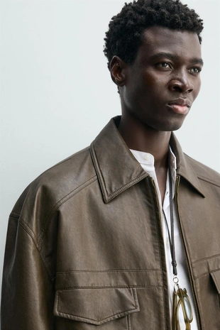 Бомбер из искусственной кожи- Заказать в России