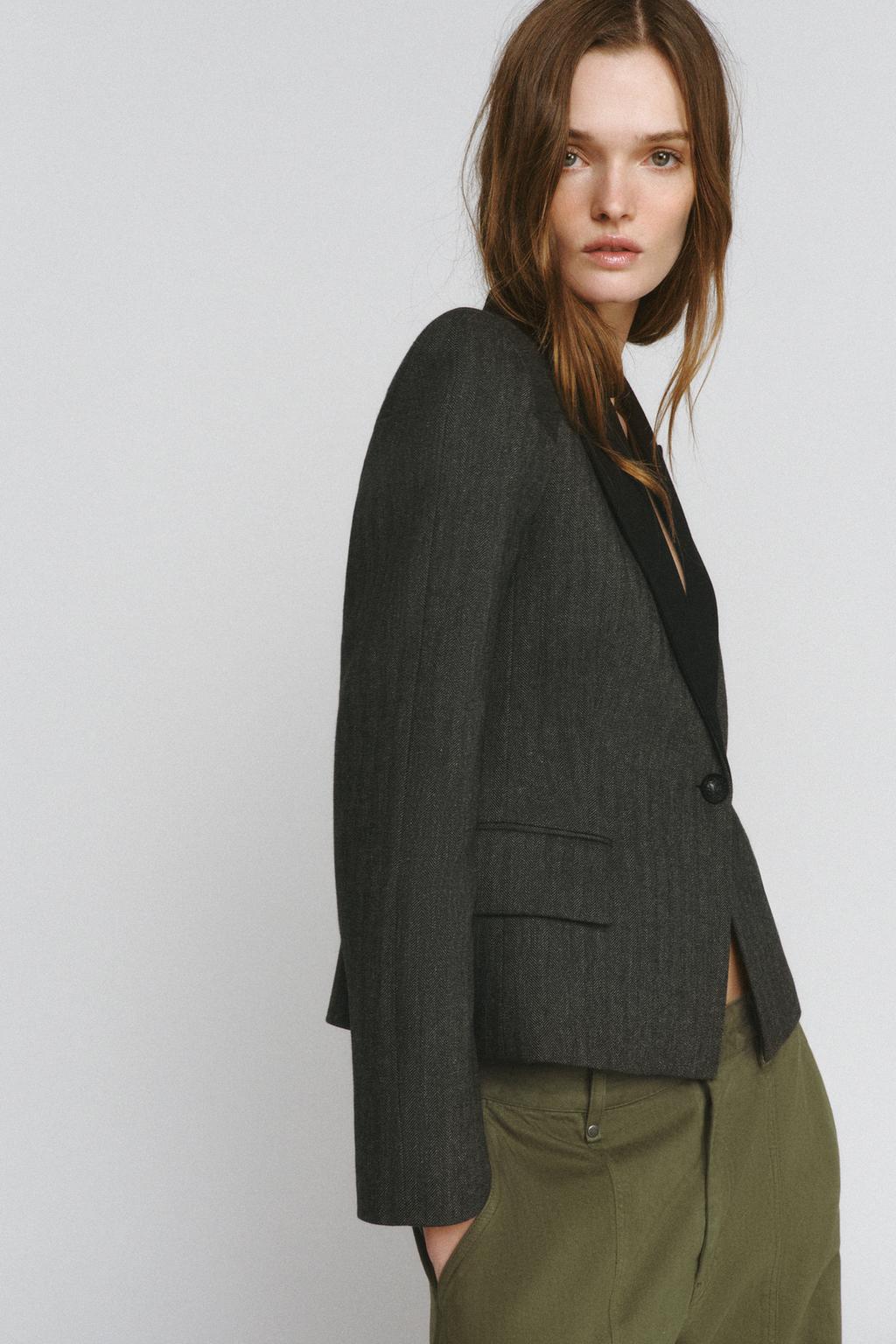 БЛЕЙЗЕР ИЗ СМЕСОВОЙ ТКАНИ В ЕЛОЧКУ — ZW COLLECTION