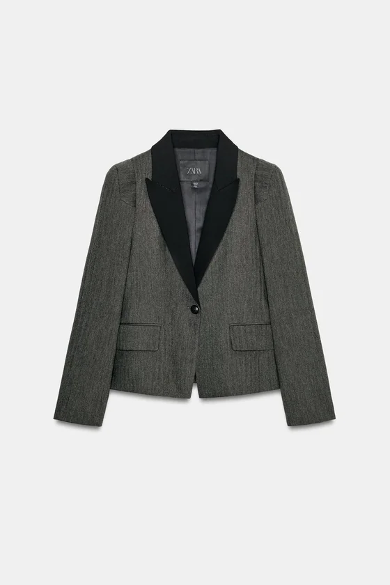 БЛЕЙЗЕР ИЗ СМЕСОВОЙ ТКАНИ В ЕЛОЧКУ — коллекция Zara «ZW»