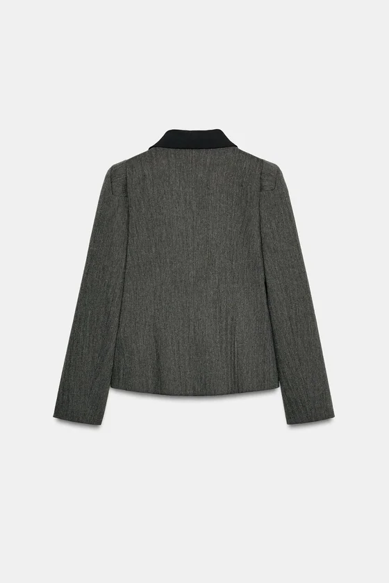 БЛЕЙЗЕР ИЗ СМЕСОВОЙ ТКАНИ В ЕЛОЧКУ — коллекция Zara «ZW»