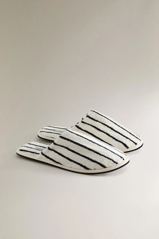 Тапочки для ванной из вельвета в полоску- Заказать в России