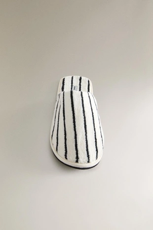 Тапочки для ванной из вельвета в полоску- Заказать в России