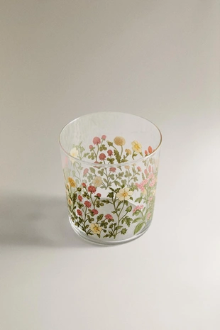 Стакан с рисунком из цветов- Заказать в России