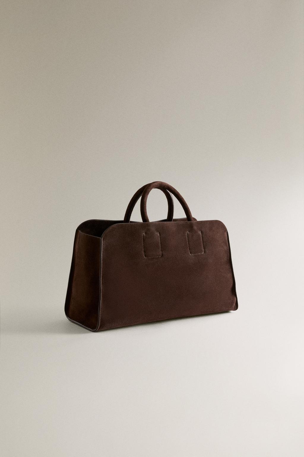 Сумка-тоут из натуральной кожи с окрашенной замшевой отделкой