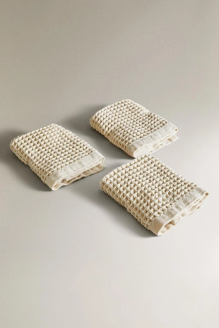 Набор из 3 махровых полотенец из вафельного хлопка