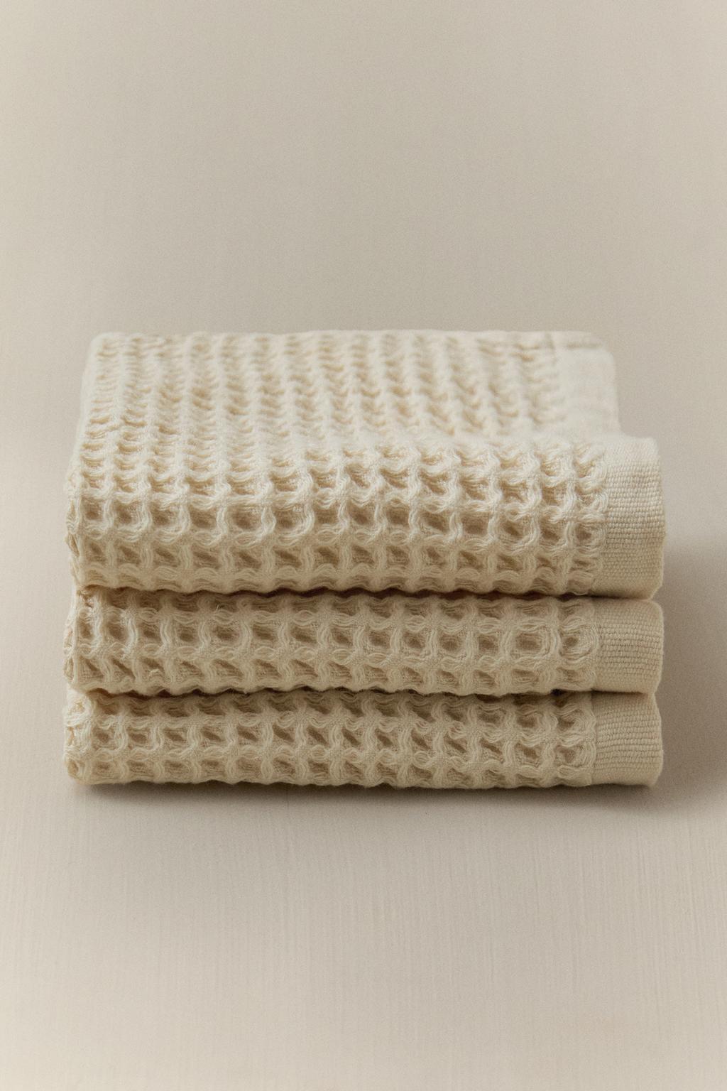 Набор из 3 махровых полотенец из вафельного хлопка