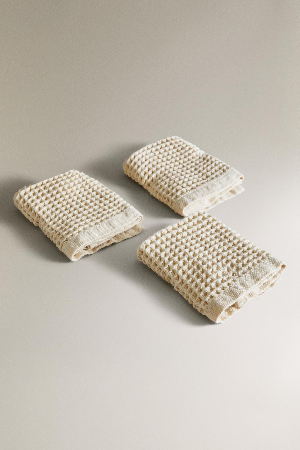 Набор из 3 махровых полотенец из вафельного хлопка