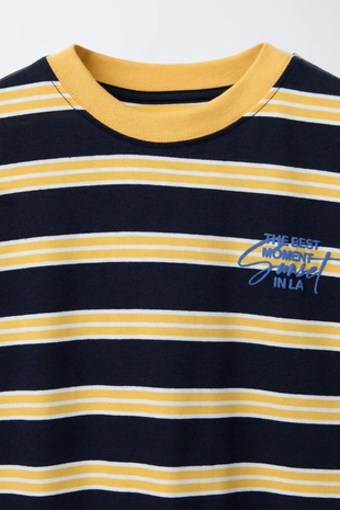 Футболка в полоску с вышитой надписью- Заказать в России