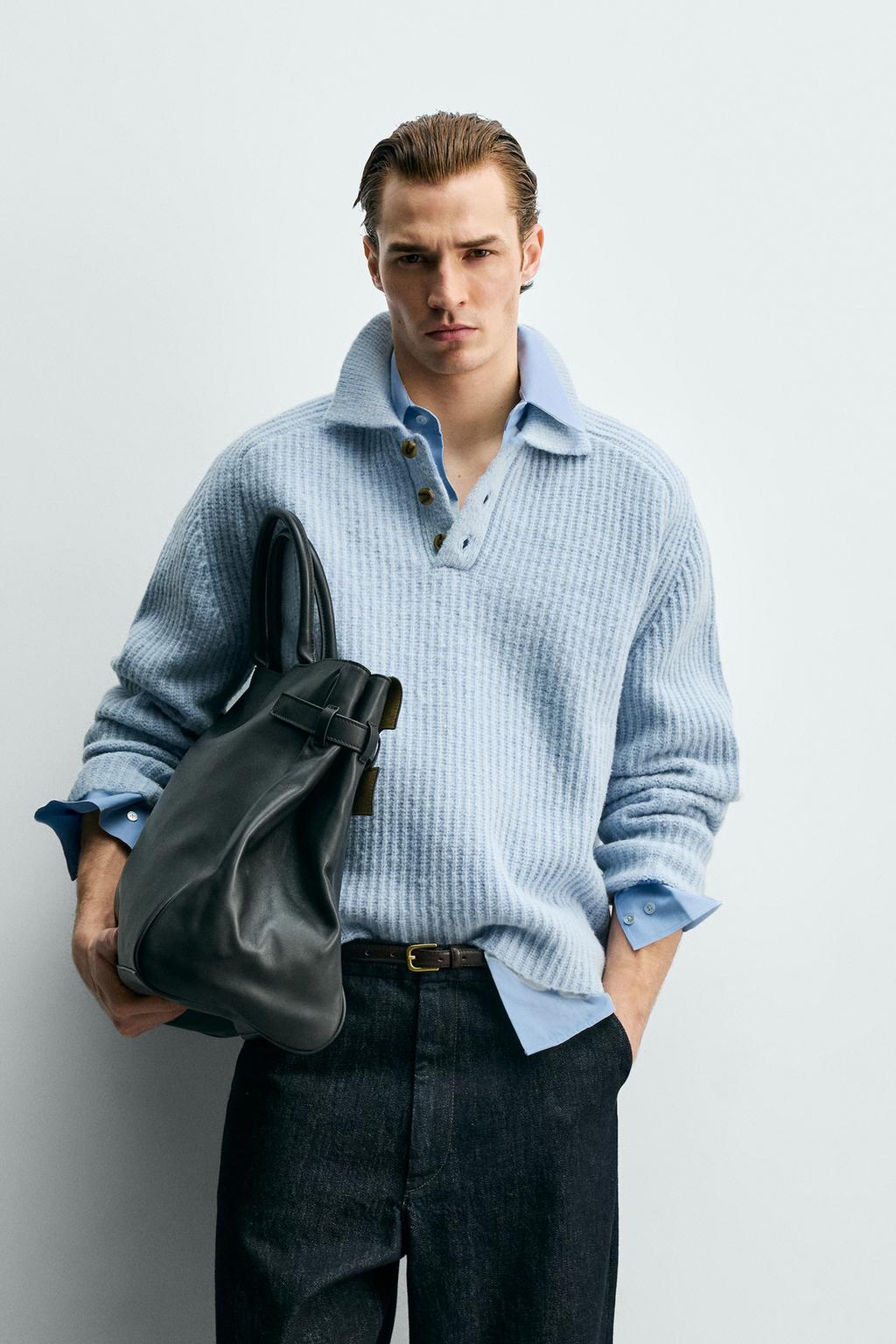 ПОЛО ИЗ ДВУХИЗНАНОЧНОГО ТРИКОТАЖА С МЕШАНОЙ ШЕРСТЬЮ