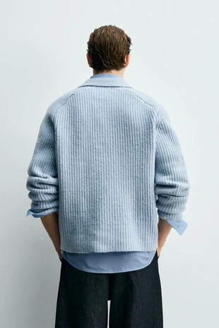 Поло из двухизнаночного трикотажа с мешаной шерстью- Заказать в России