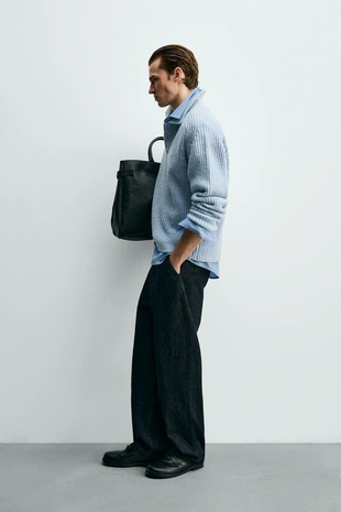 Поло из двухизнаночного трикотажа с мешаной шерстью- Заказать в России