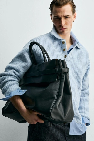 Поло из двухизнаночного трикотажа с мешаной шерстью- Заказать в России