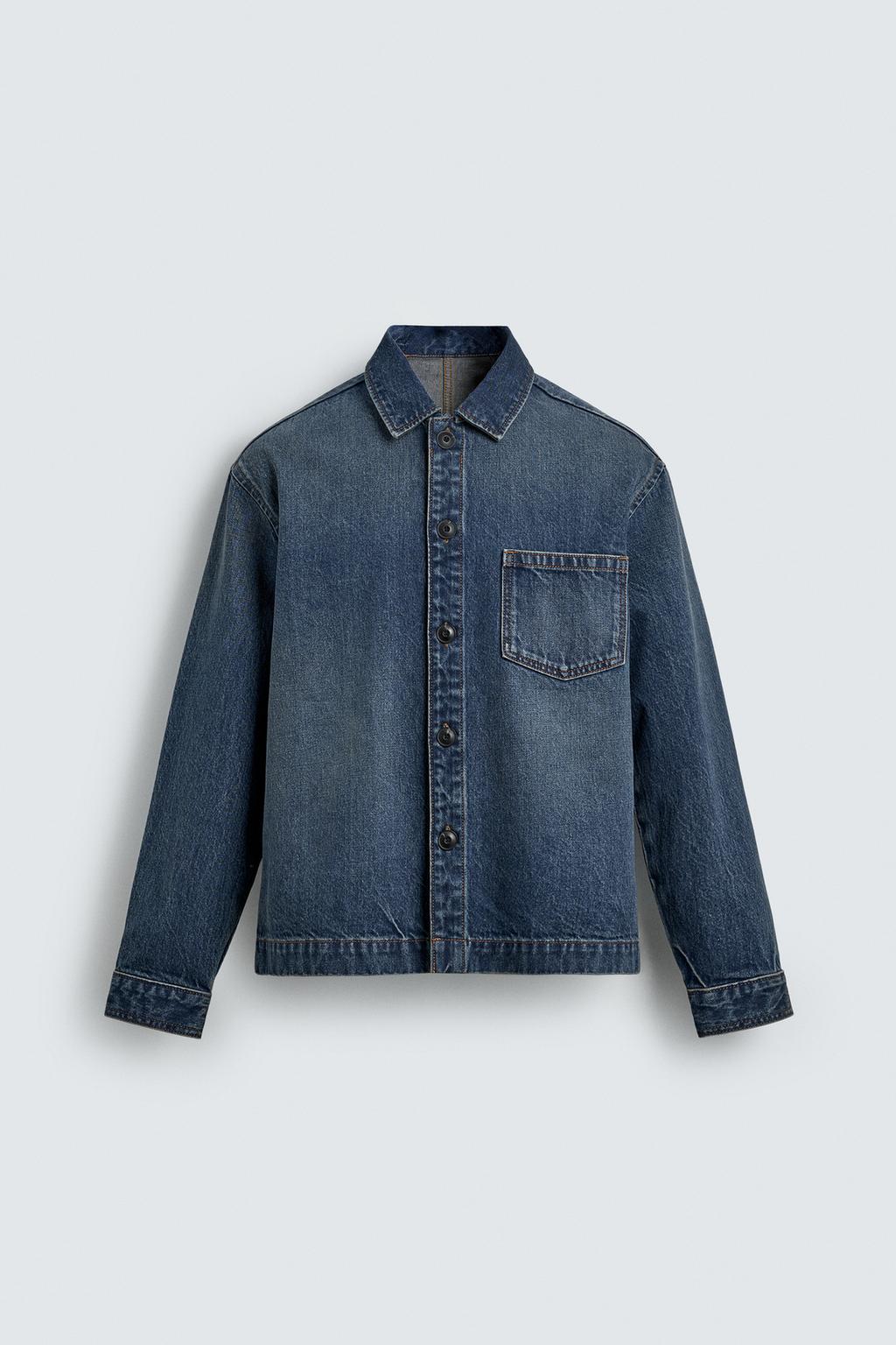 ДЖИНСОВАЯ РУБАШКА С ЭФФЕКТОМ ПОТЕРТОСТИ