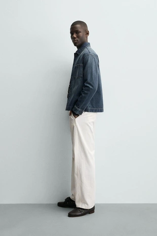 Джинсовая рубашка с эффектом потертости- Заказать в России