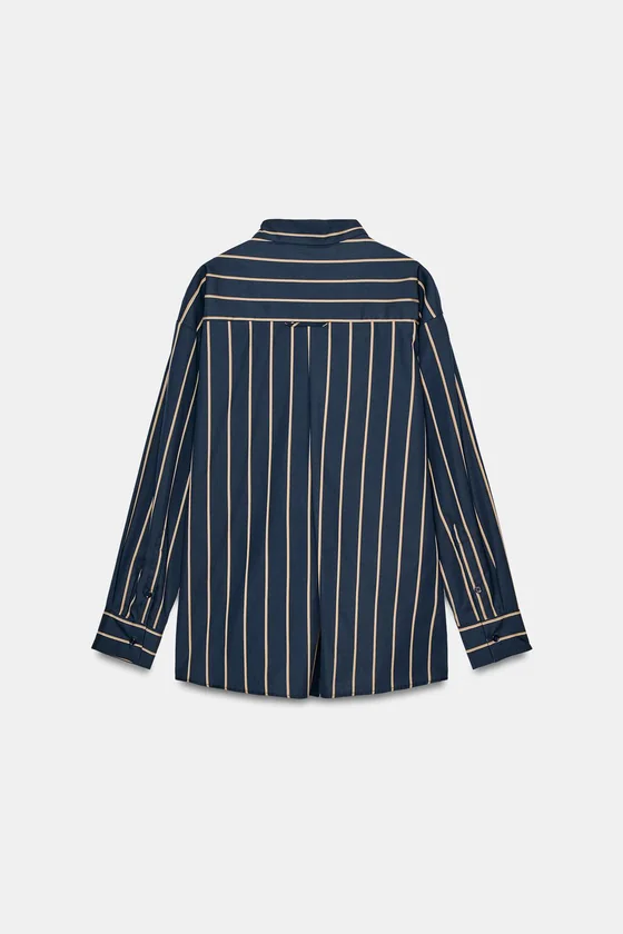 РУБАШКА ИЗ ПОПЛИНА В ПОЛОСКУ — коллекция Zara «ZW»