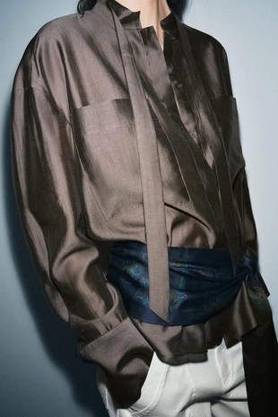 Рубашка с карманами и завязками — ZW COLLECTION- Заказать в России