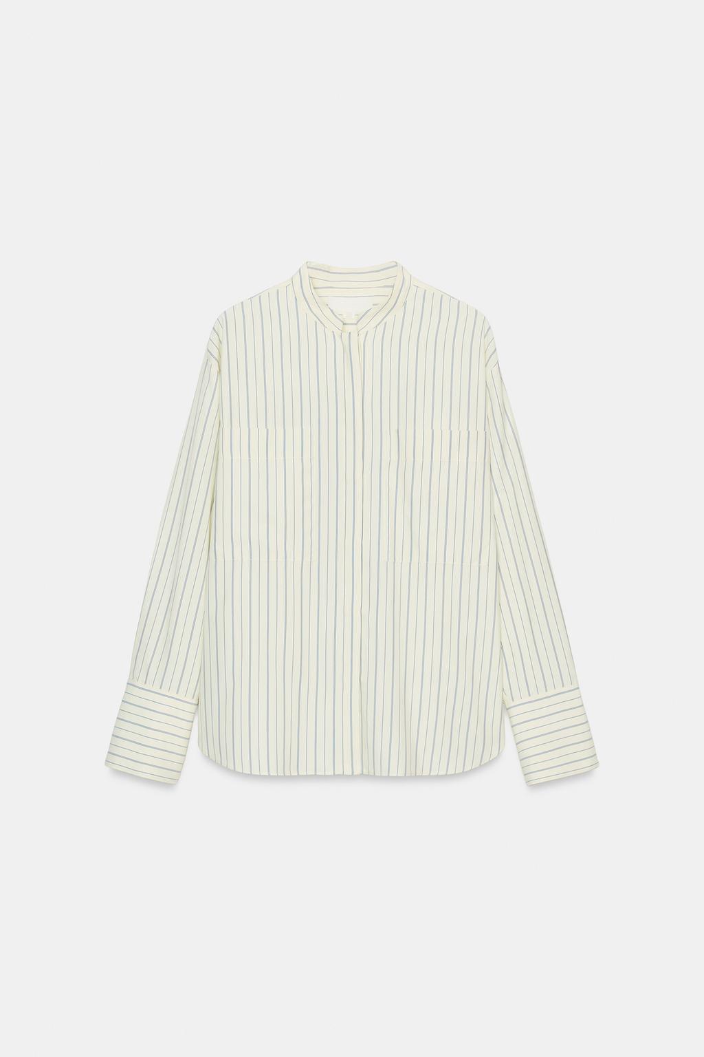 РУБАШКА В ПОЛОСКУ С ВОРОТНИКОМ-СТОЙКОЙ — ZW COLLECTION