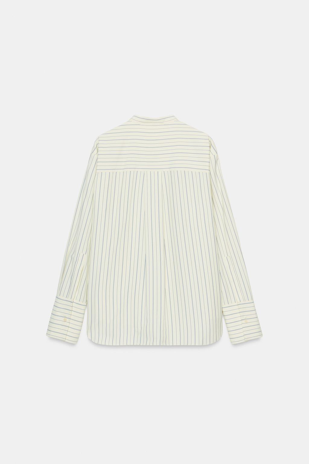 РУБАШКА В ПОЛОСКУ С ВОРОТНИКОМ-СТОЙКОЙ — ZW COLLECTION