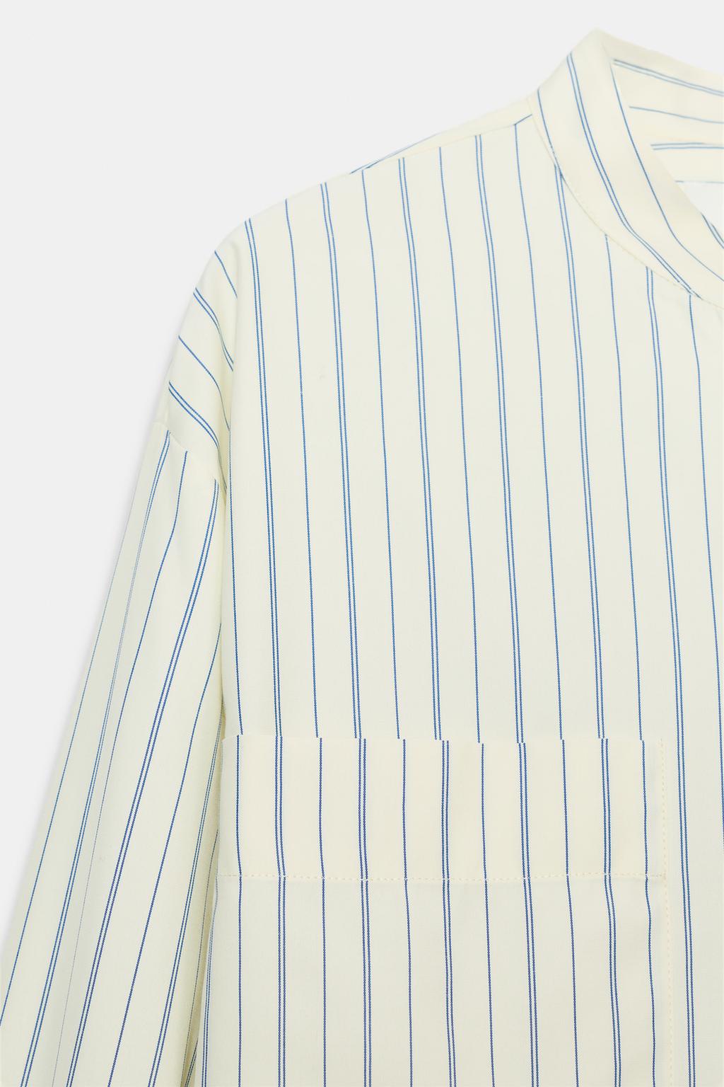 РУБАШКА В ПОЛОСКУ С ВОРОТНИКОМ-СТОЙКОЙ — ZW COLLECTION