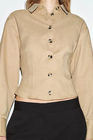 Приталенная рубашка из мягкой ткани- Заказать в России