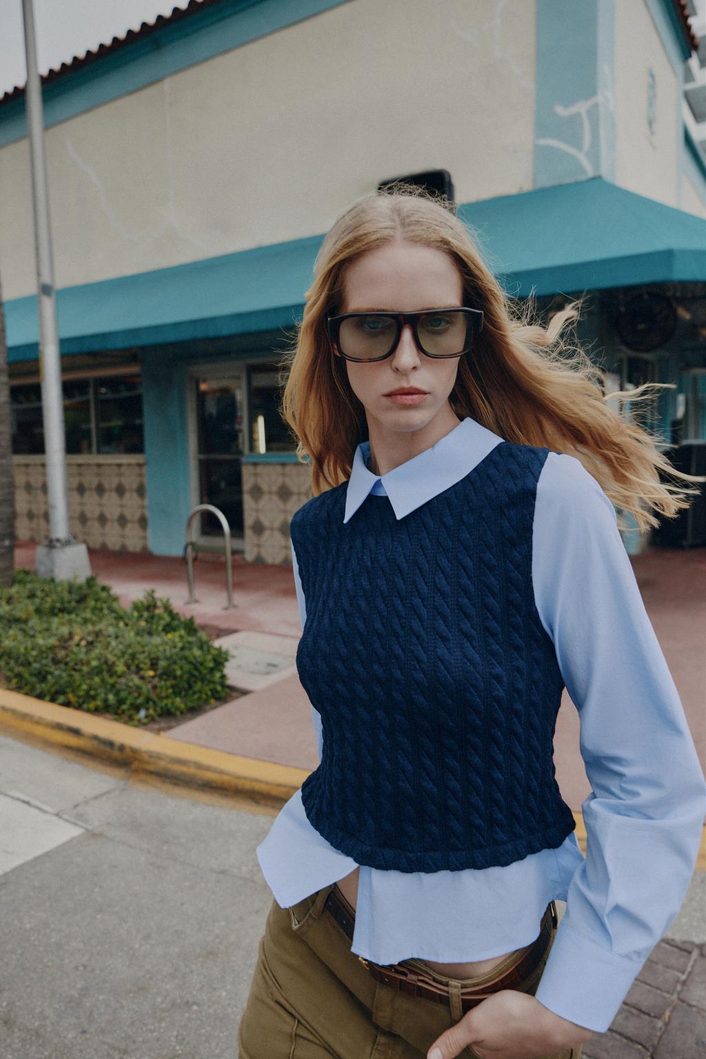 КОМБИНИРОВАННАЯ РУБАШКА ИЗ ПОПЛИНА