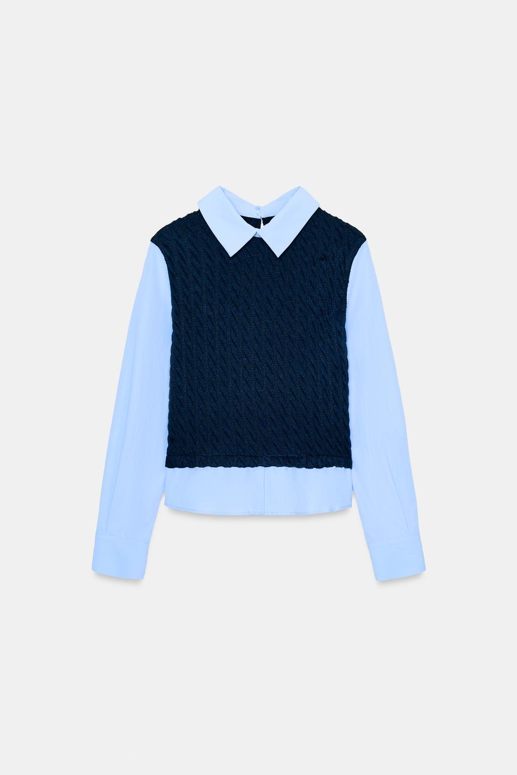 КОМБИНИРОВАННАЯ РУБАШКА ИЗ ПОПЛИНА