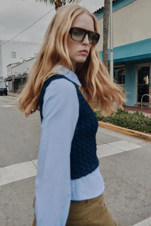 Комбинированная рубашка из поплина- Заказать в России