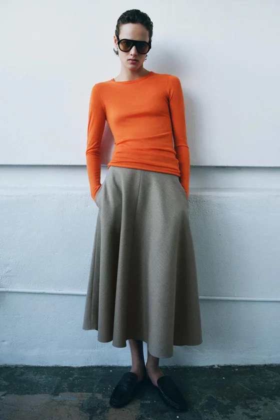 ШИРОКАЯ ЮБКА В ЕЛОЧКУ — коллекция Zara «ZW»