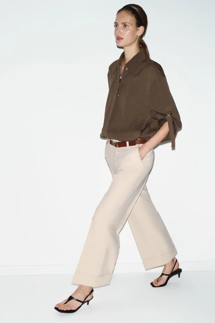 Брюки с отворотами и ремнем- Заказать в России