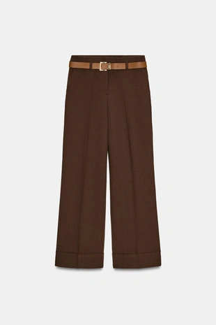 Брюки с отворотами и ремнем- Заказать в России