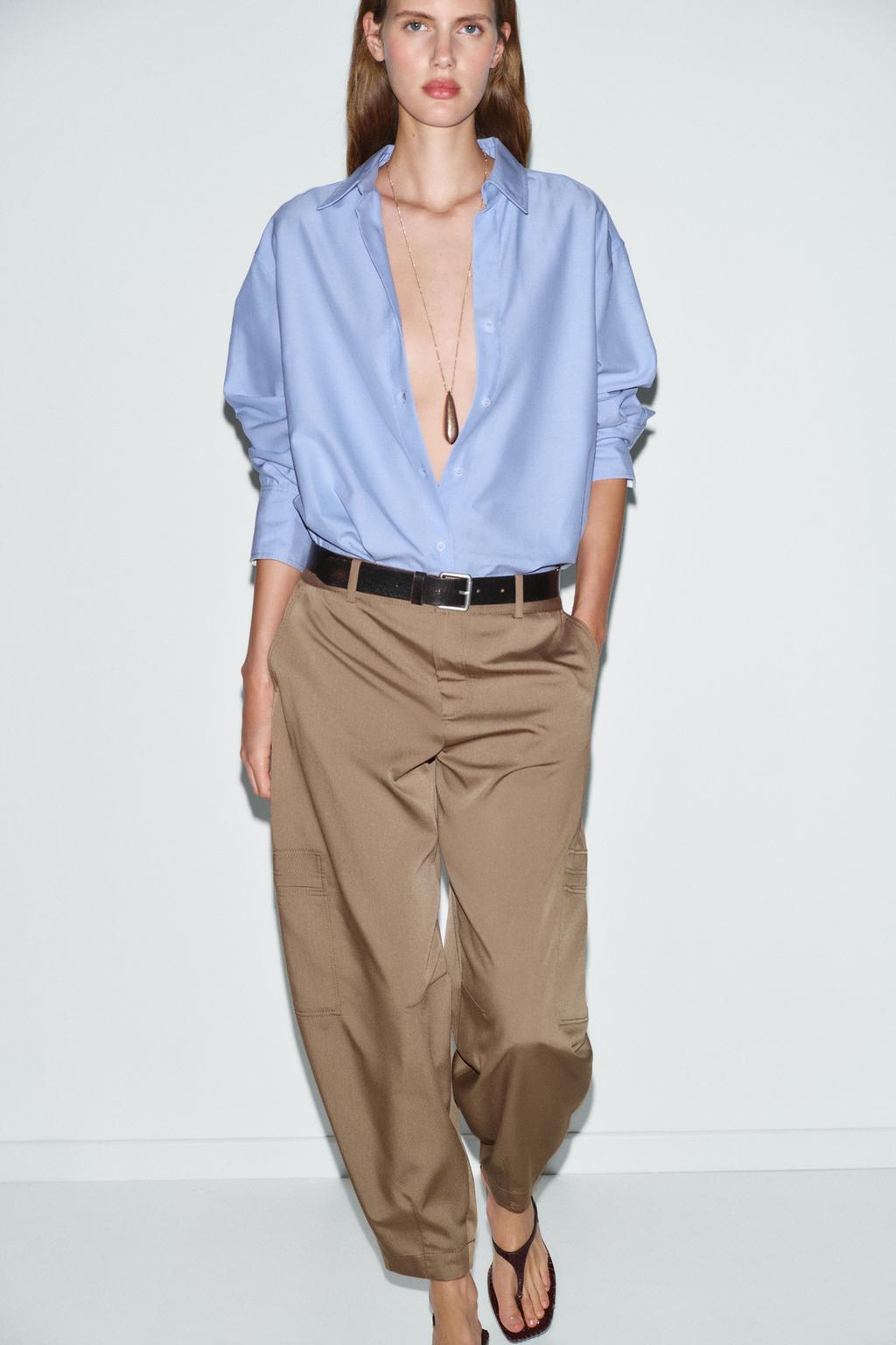 БРЮКИ КАРГО С ВЫСОКОЙ ПОСАДКОЙ