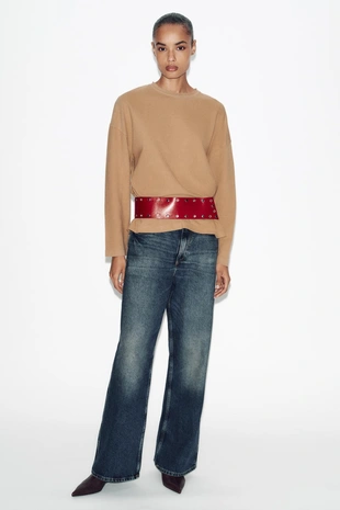 Кожаный ремень-корсет со 100% заклепками- Заказать в России