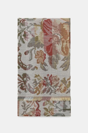 Жаккардовый шарф из смесовой шерсти с цветочным принтом- Заказать в России