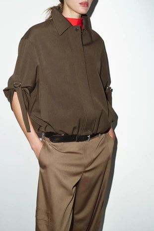 Бомбер с подвернутыми рукавами- Заказать в России