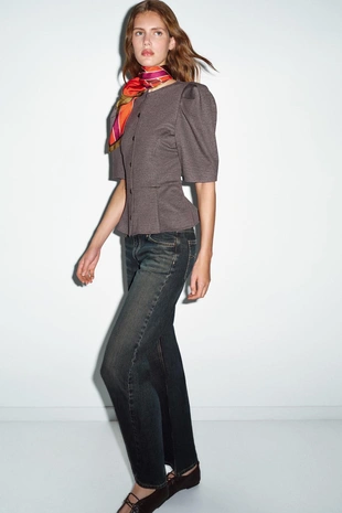 Топ с объемными рукавами- Заказать в России