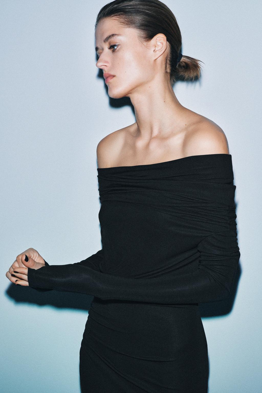 ПЛАТЬЕ ИЗ ВИСКОЗЫ С МНОГОФУНКЦИОНАЛЬНЫМ ВОРОТНИКОМ