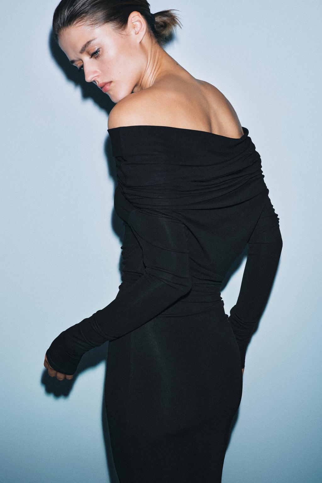 ПЛАТЬЕ ИЗ ВИСКОЗЫ С МНОГОФУНКЦИОНАЛЬНЫМ ВОРОТНИКОМ