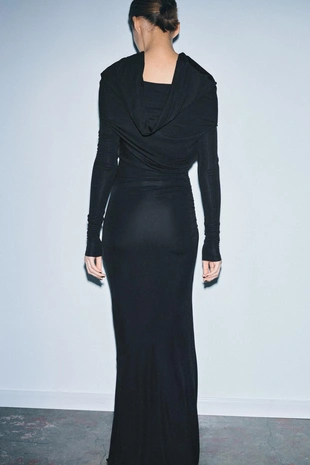 Платье из вискозы с многофункциональным воротником- Заказать в России