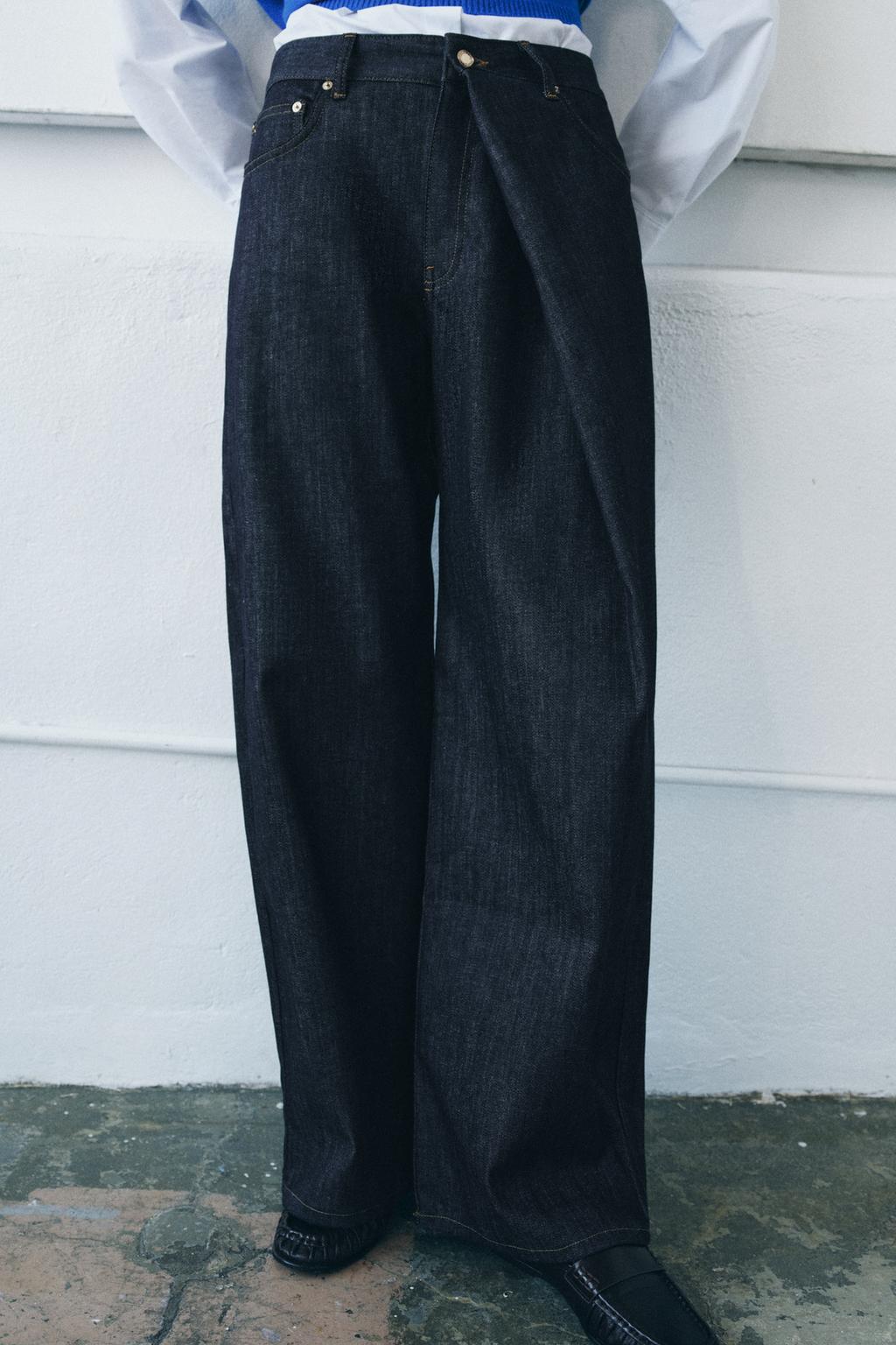 ДЖИНСЫ RELAXED СО СРЕДНЕЙ ПОСАДКОЙ И СКЛАДКАМИ — ZW COLLECTION