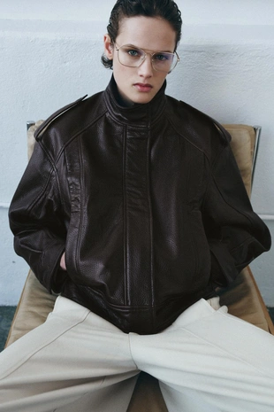 Бомбер из 100% кожи — ZW COLLECTION LIMITED EDITION- Заказать в России