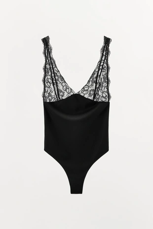 Боди из полиамида с кружевом- Заказать в России