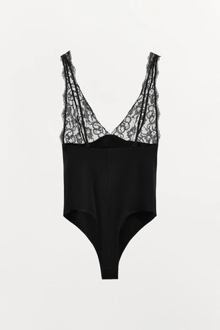 Боди из полиамида с кружевом- Заказать в России