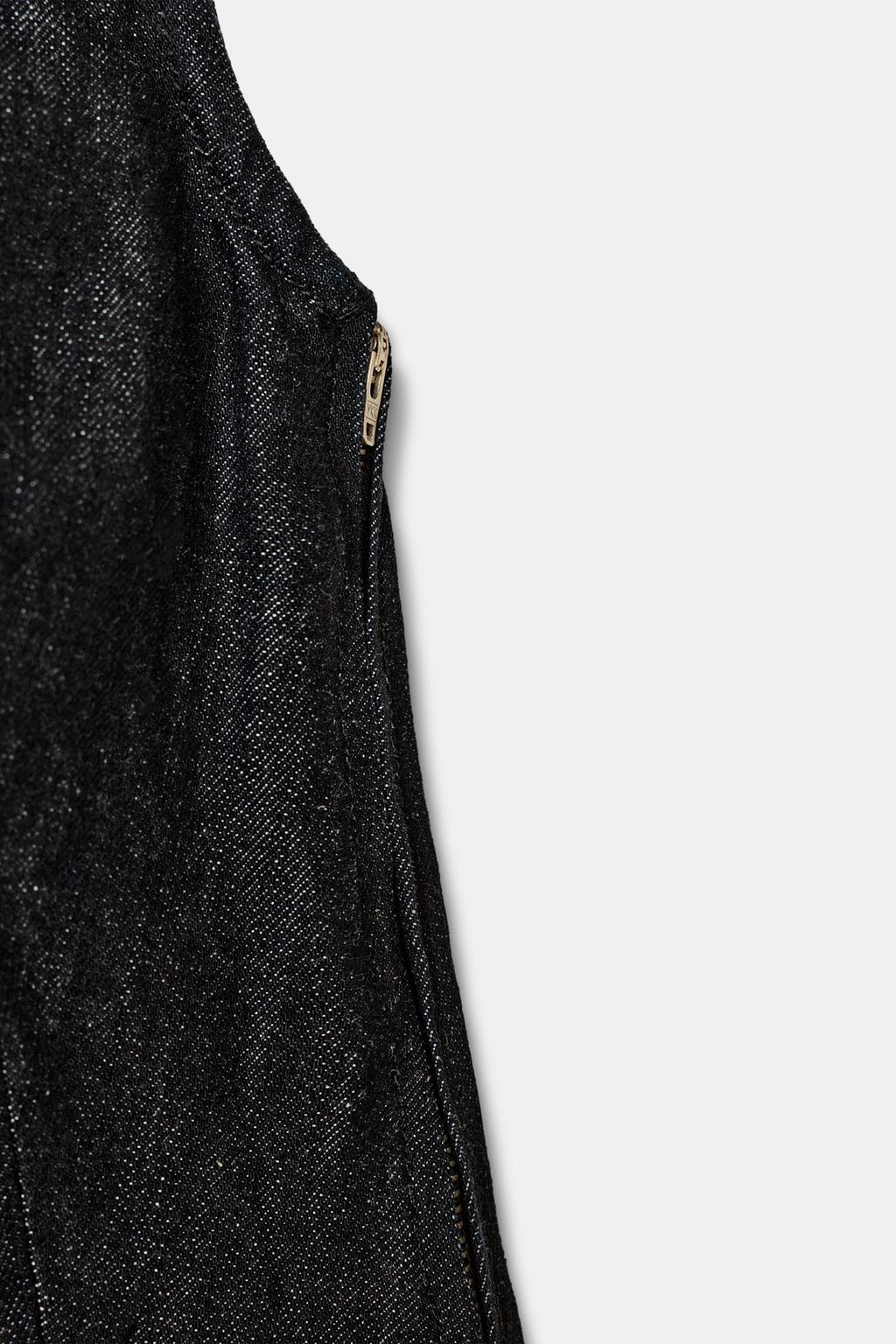 ДЖИНСОВЫЙ ТОП TRF С ГОРЛОВИНОЙ ХАЛТЕР И ЗАВЯЗКАМИ