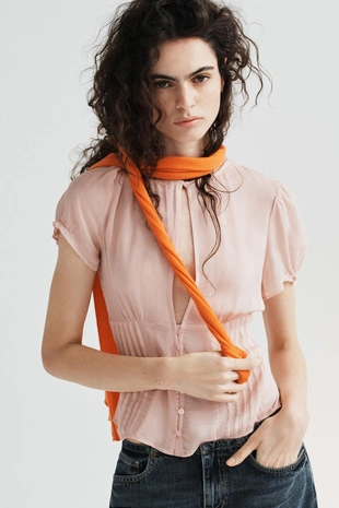 Топ из полупрозрачного жоржета- Заказать в России