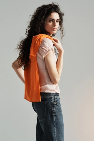 Топ из полупрозрачного жоржета- Заказать в России