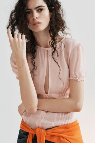 Топ из полупрозрачного жоржета- Заказать в России