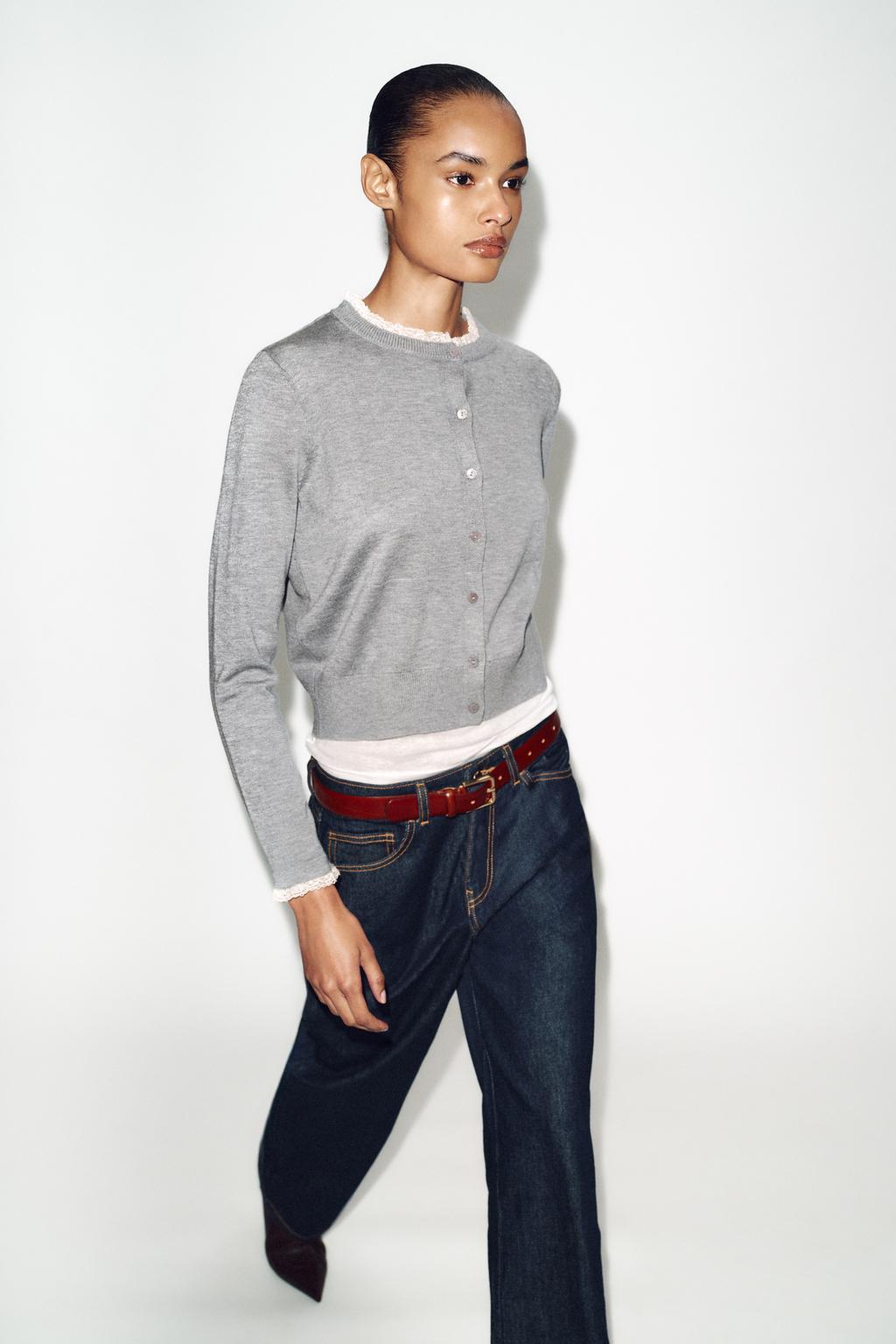 КАРДИГАН С КРУЖЕВНОЙ ОТДЕЛКОЙ