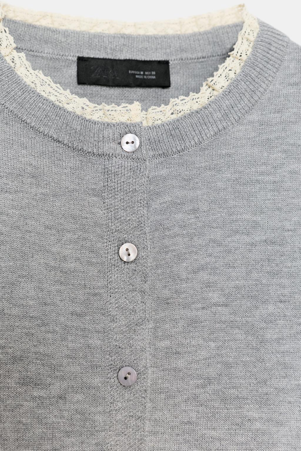 КАРДИГАН С КРУЖЕВНОЙ ОТДЕЛКОЙ