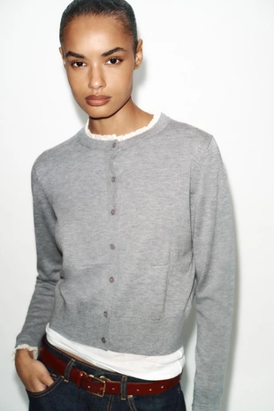 Кардиган с кружевной отделкой- Заказать в России