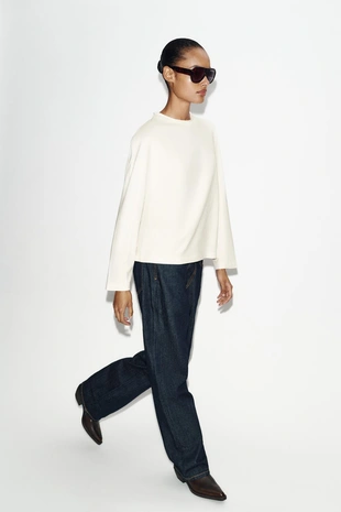 Футболка с длинным рукавом и текстурой- Заказать в России